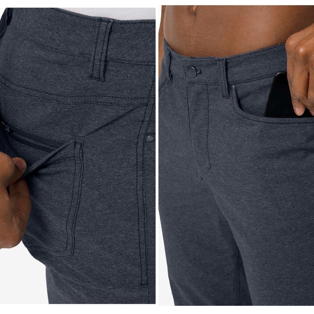 Lululemon Pant Men’s 30X33 ABC Slim Fit Tech Canvas Heathered Deep Navy - Picture 2 of 9